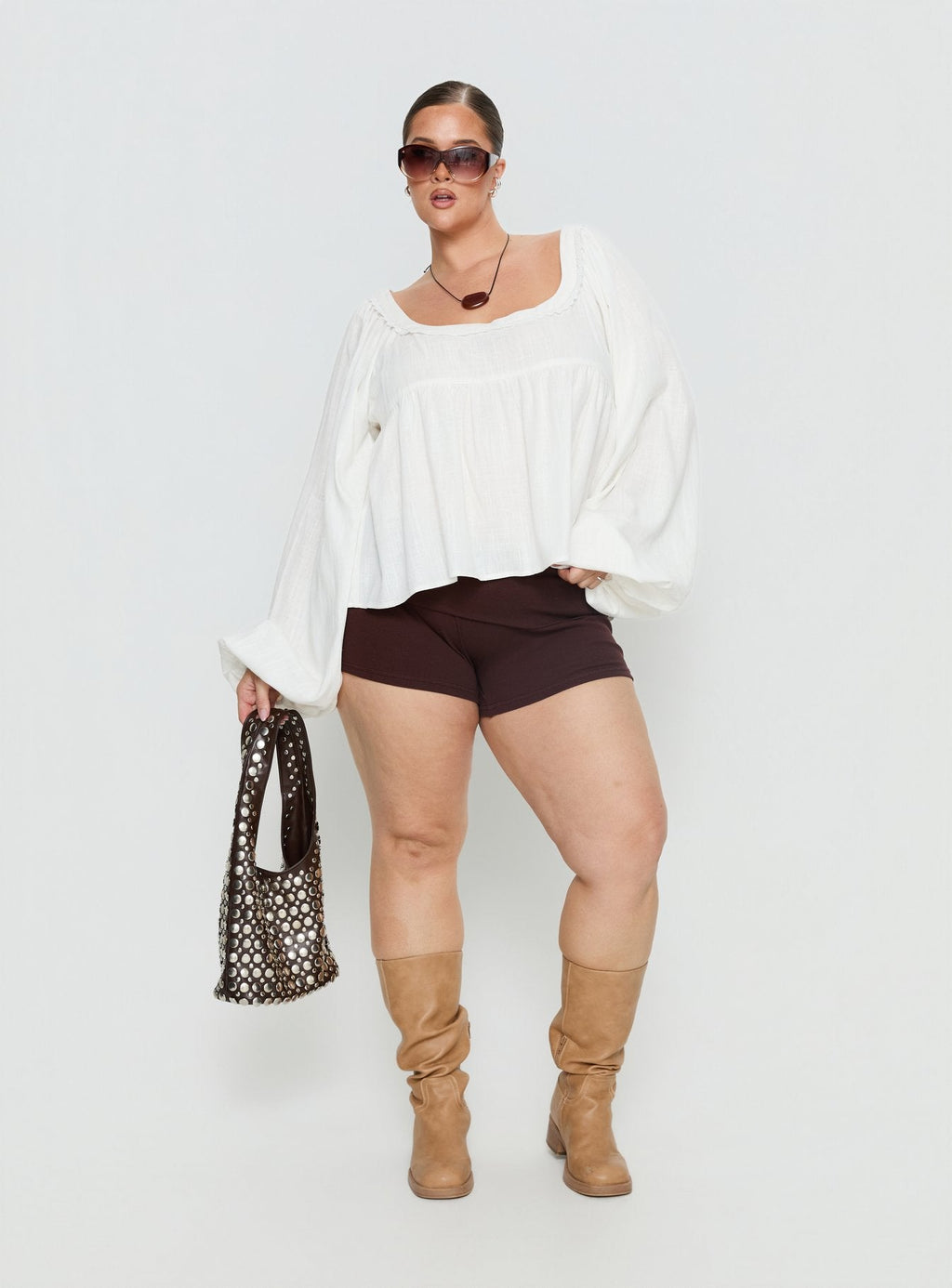 Benjie Long Sleeve Top White Curve